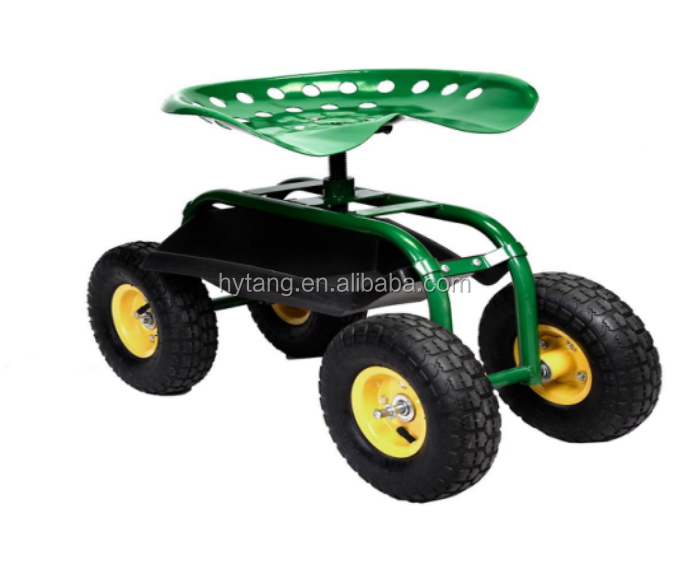 Metal seat garden work seat cart with four wheels TC1852