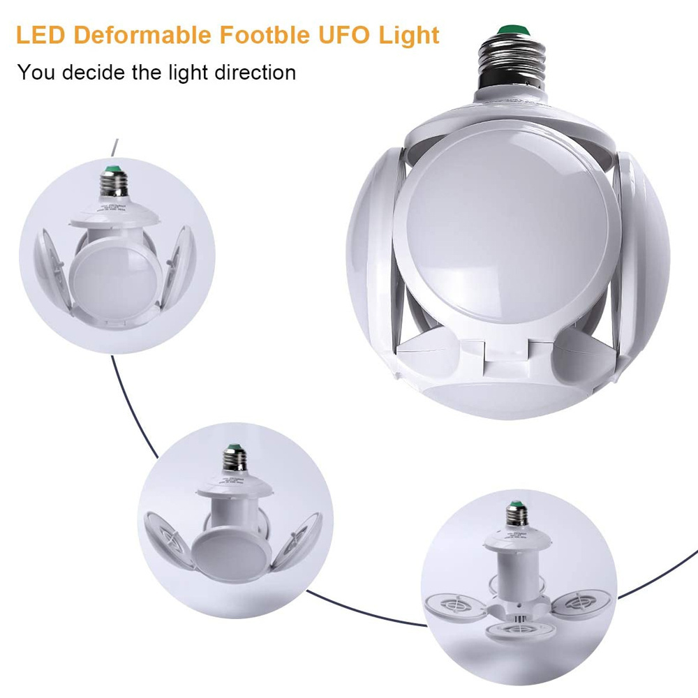 Most Favorable 5 Leaf Folding Led 360 Adjustable Ufo Solar Lamp Deformed Leaf Led Foldable Football Bulb for Indoor Outdoor