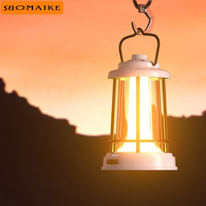 2022 New Design Retro Metal Lamp Usb Rechargeable LED Colorful Mood Light Outdoor Decorative Portable Camping Lantern