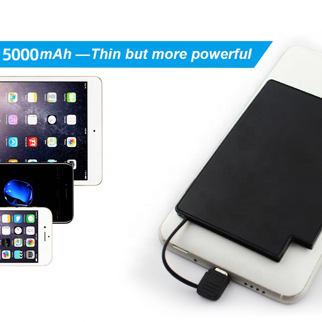 Good Quality Gift Powerbank 5000mah Slim Mobile Charger Built-in Cables Larger Capacity Fast Charging Mini Power Bank