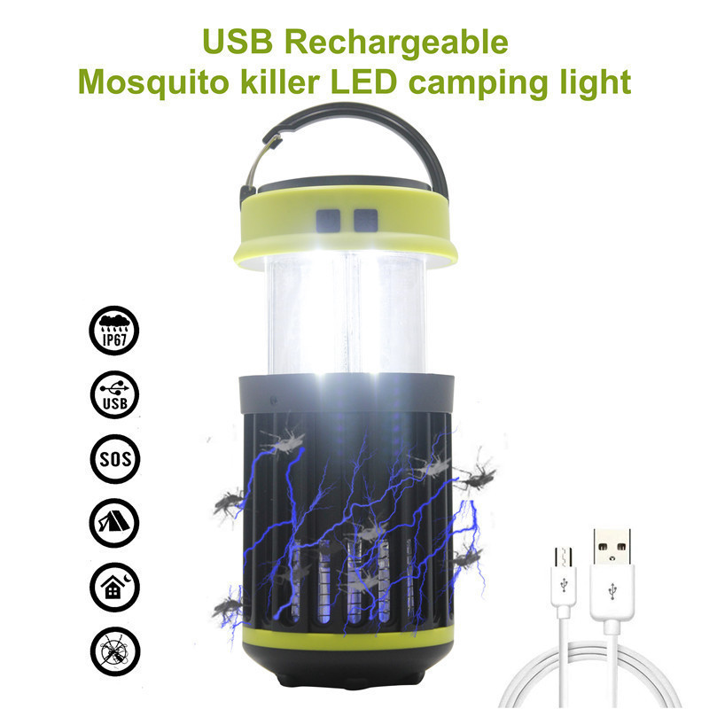 2023 New Design 2 In 1 Portable Outdoors Camp Lights Electric Mosquito Killer Insect Repellent Lamp Uv Cob Camping Lantern