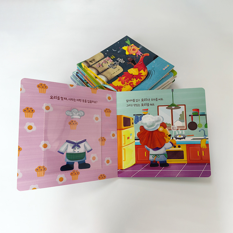 Factory Price Custom Hard Cover reusable Children's Comic Story Baby Card books Printing