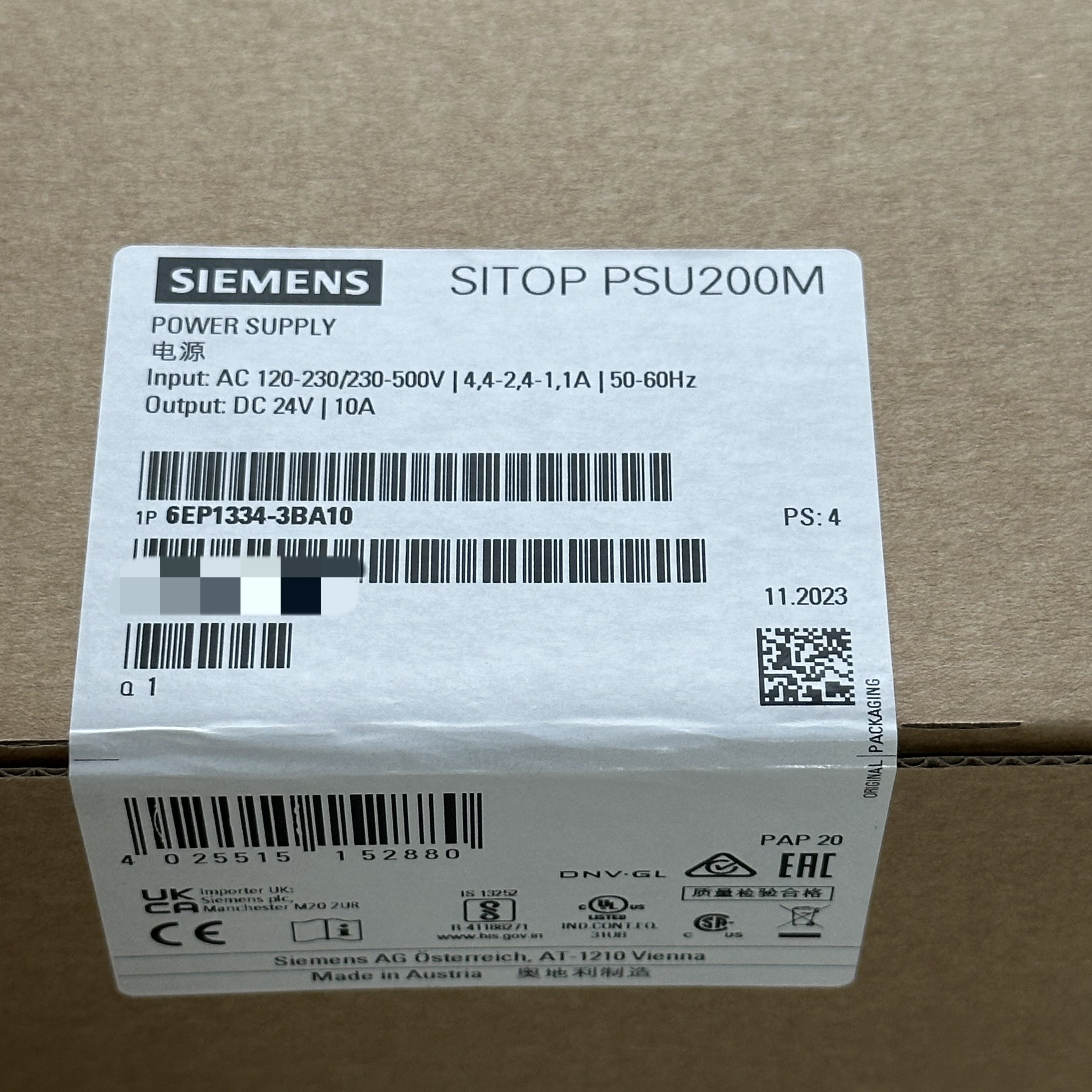 Brand New Original Siemens SITOP PSU200M 10 A stabilized power supply 6EP1334-3BA10