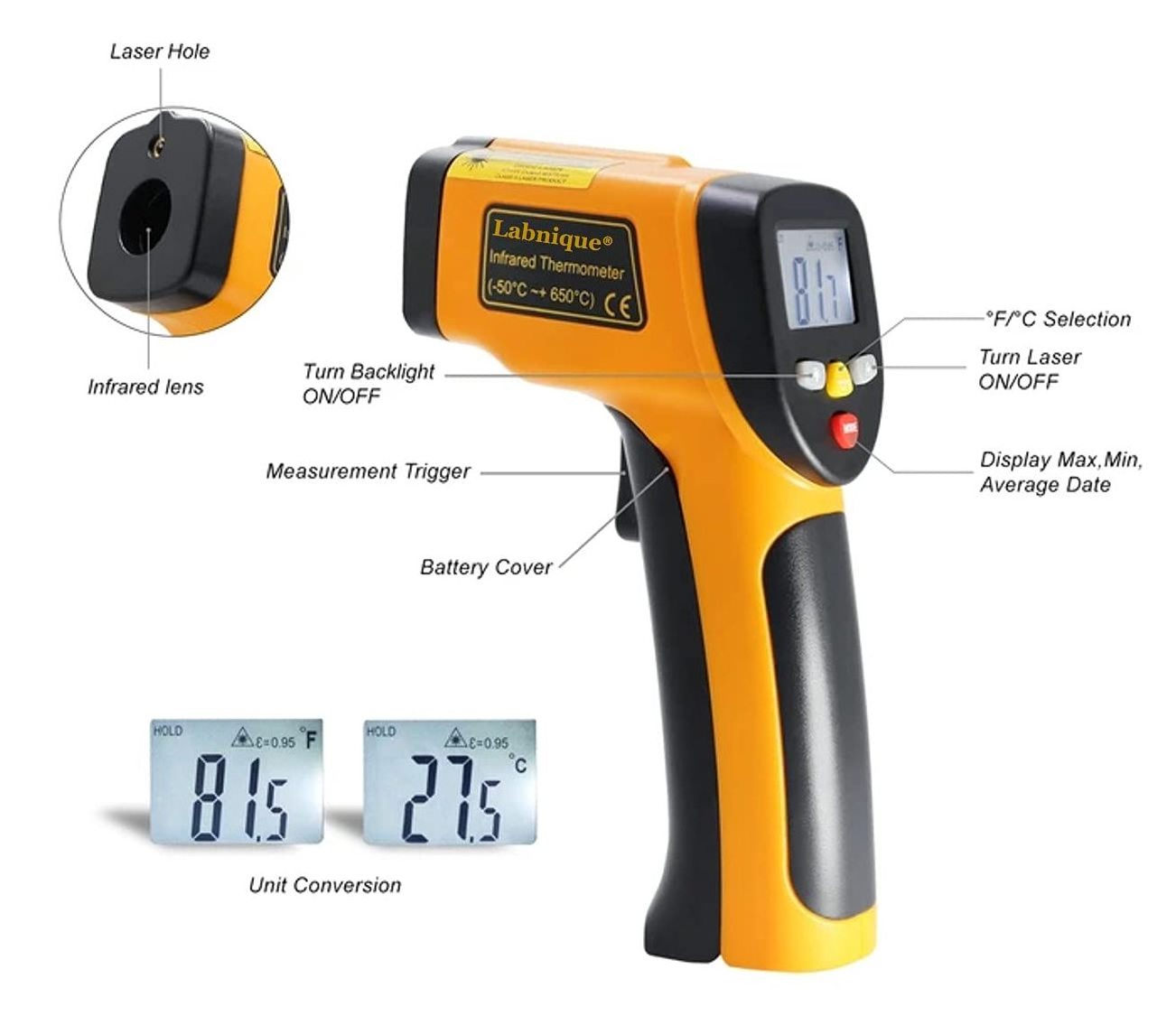 Waterproof industrial / household Heavy Duty Etekcities Medic Infrared Thermometer for Cooking/BBQ/Food/Fridge/Pizza Oven/Engine