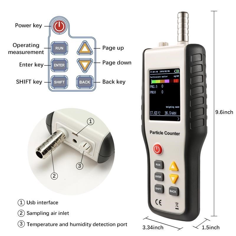 New Factory wholesale HTI Dust Gasdetector Laser Particle Size Analyzer Optical Pm25 Particl Counter