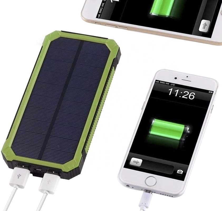 Solar Charger 20000mAh Portable Dual USB Solar Battery Charger External Battery Pack Phone Charger Power Bank With Flashlight