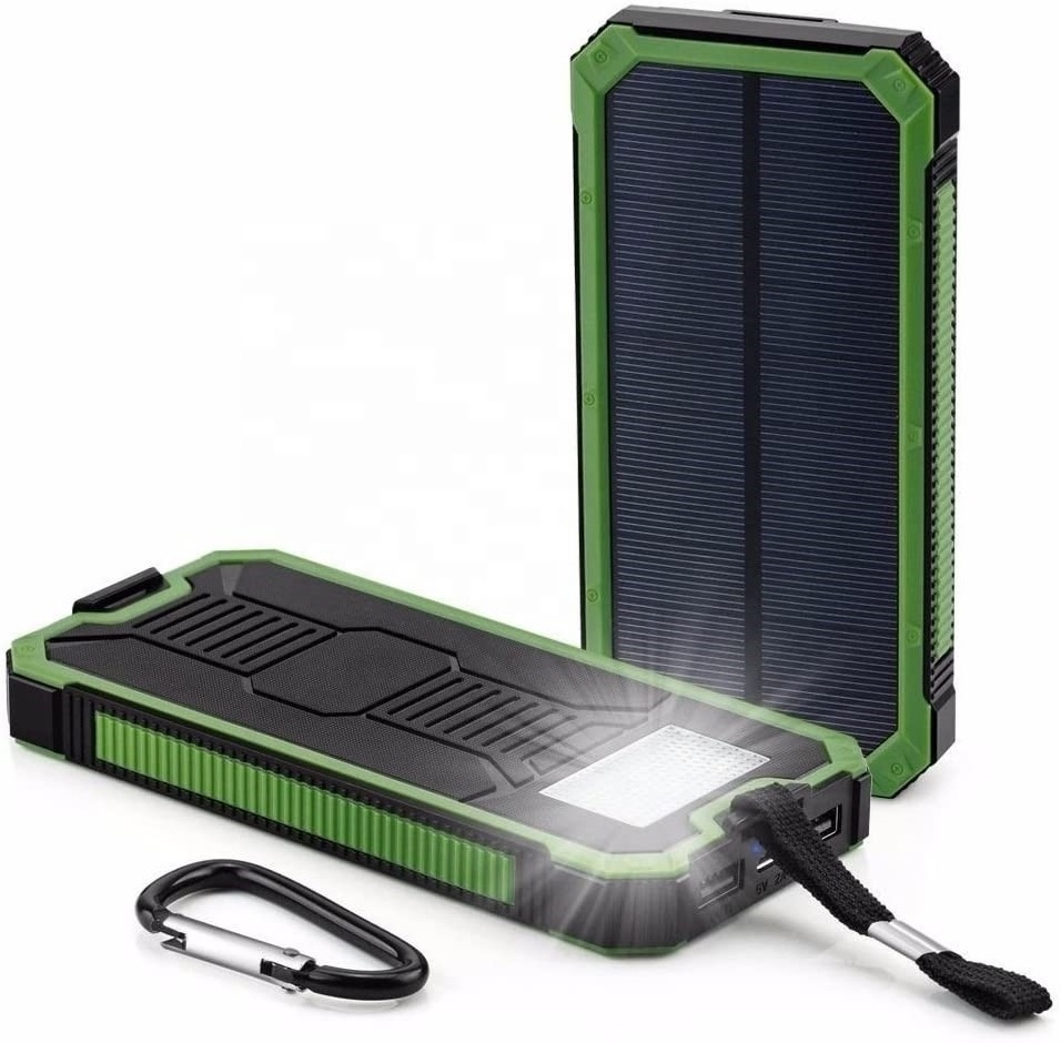 Solar Charger 20000mAh Portable Dual USB Solar Battery Charger External Battery Pack Phone Charger Power Bank With Flashlight