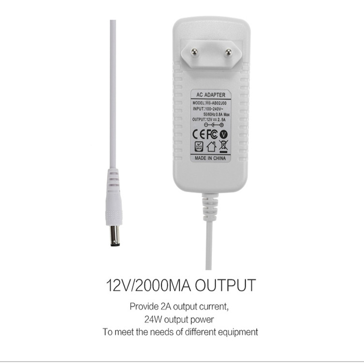 High Quality Black White AC DC 15V 24V 300mA 350mA 400mA 500mA 800mA 12V 2A Power Adapter