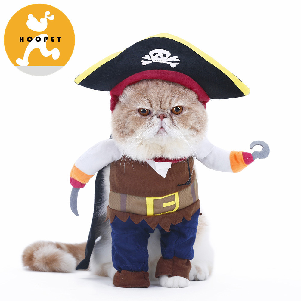 New Funny Pet Clothes Pirate Dog Cat Costume Suit Corsair Dressing up Party Apparel Clothing for Cat Dog Plus Hat