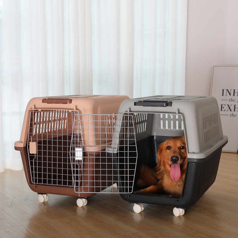 Large Medium Pet travel carrier aircraft cage cat dog outdoor box airline pet carrier with wheel