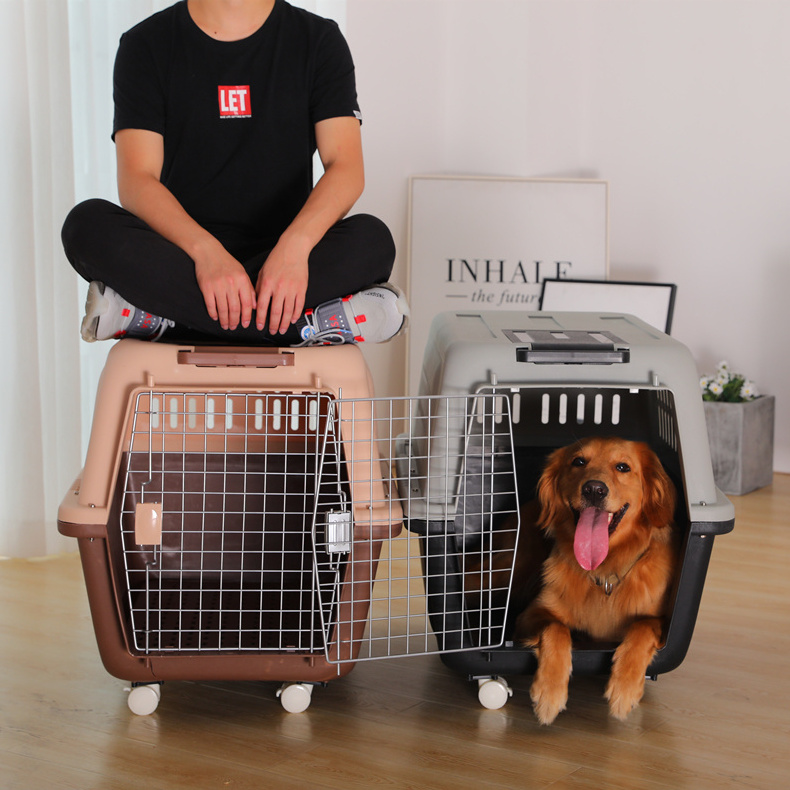 Large Medium Pet travel carrier aircraft cage cat dog outdoor box airline pet carrier with wheel