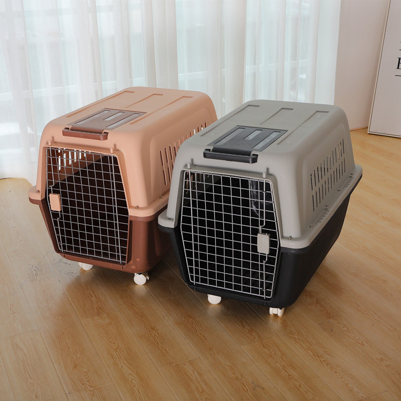 Large Medium Pet travel carrier aircraft cage cat dog outdoor box airline pet carrier with wheel