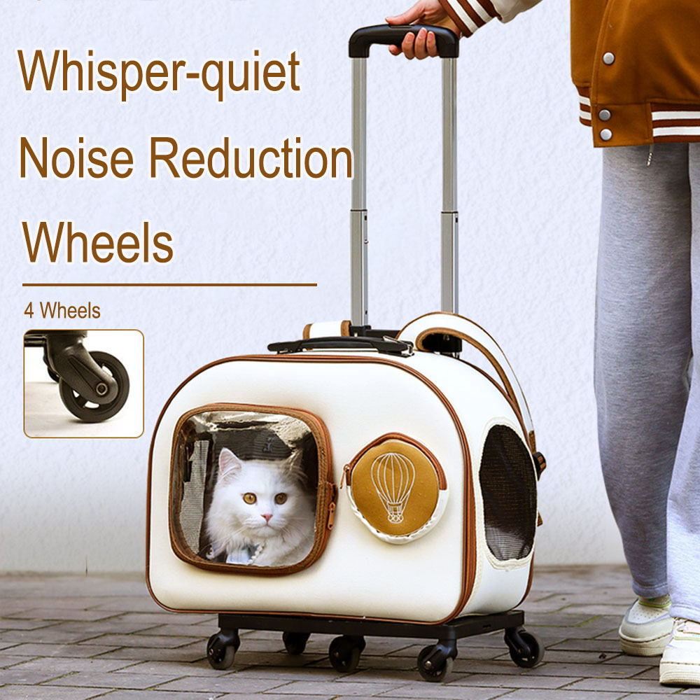 Wholesale Hoopet Portable Multi-function Pet Dog Cat Backpack Luggage Box Carrier With Noise Reduction Wheels