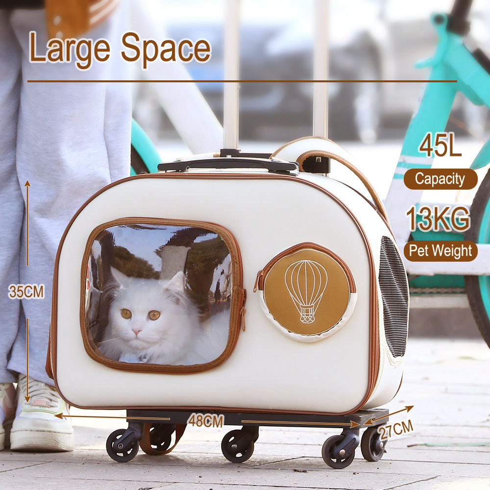 Wholesale Hoopet Portable Multi-function Pet Dog Cat Backpack Luggage Box Carrier With Noise Reduction Wheels