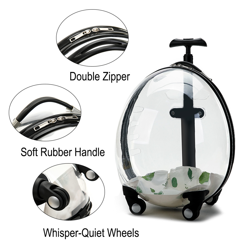 Top Seller Hoopet Capsule Trolley Pet Dog Cat Bed Acrylic Carrier With Whisper-Quiet Wheels