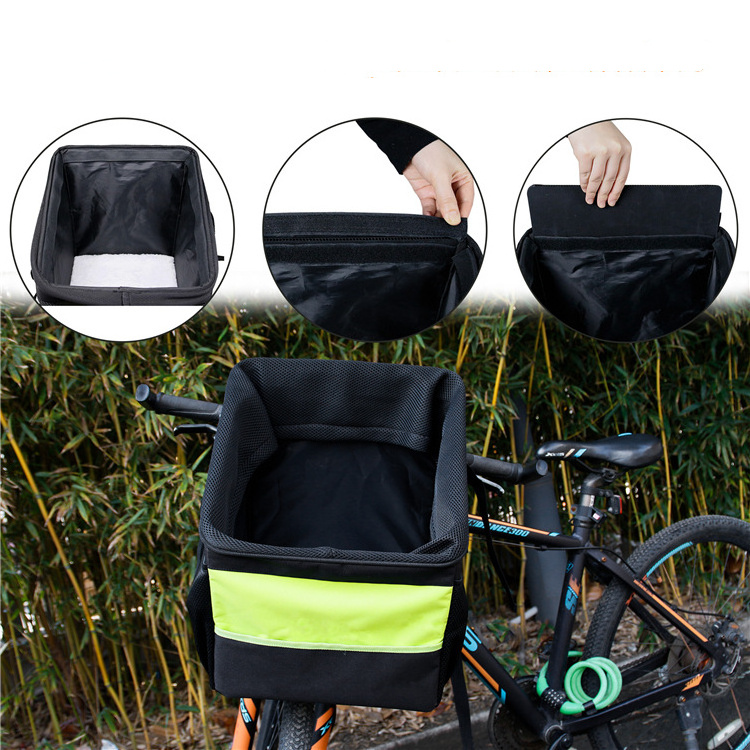 Hoopet Foldable Bike Handlebar Basket Bicycle Front Basket Pet Small Dog Carrier Frame Bag Accept Customize