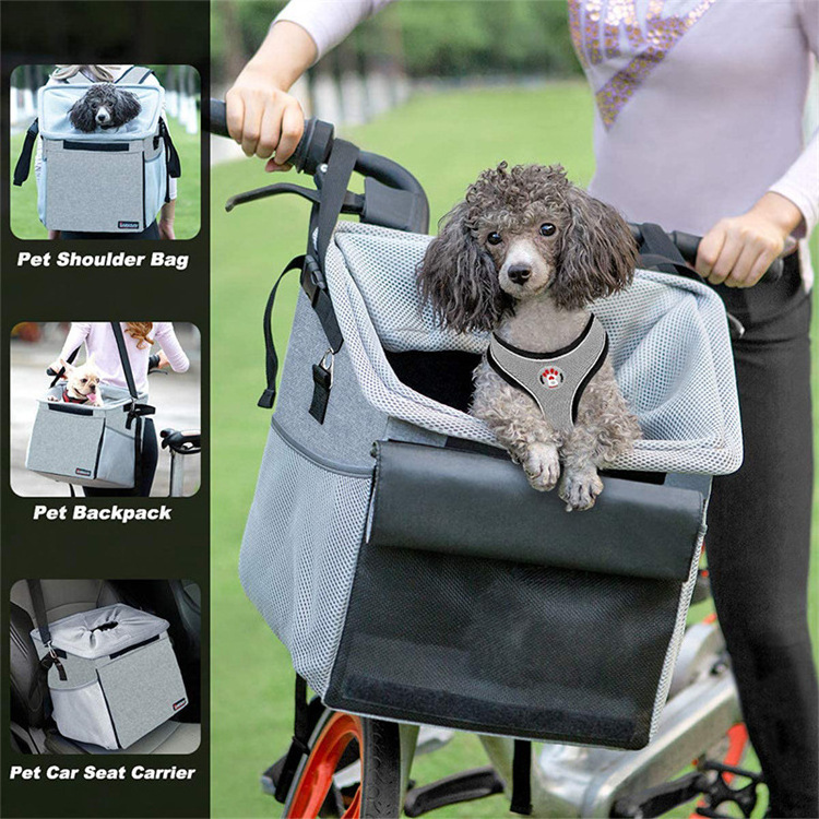 Hoopet Foldable Bike Handlebar Basket Bicycle Front Basket Pet Small Dog Carrier Frame Bag Accept Customize