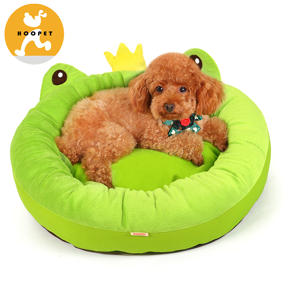 HOOPET Factory Sale Various Cute Cartoon The Frog Prince Pet Bed Wholesale Round Dog Bed Inserts