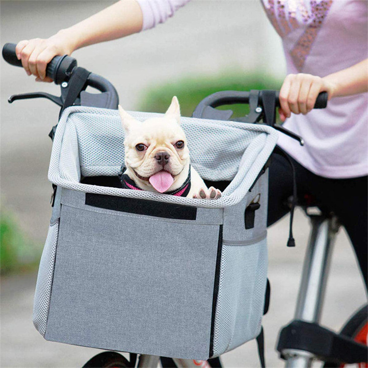 Hoopet Foldable Bike Handlebar Basket Bicycle Front Basket Pet Small Dog Carrier Frame Bag Accept Customize