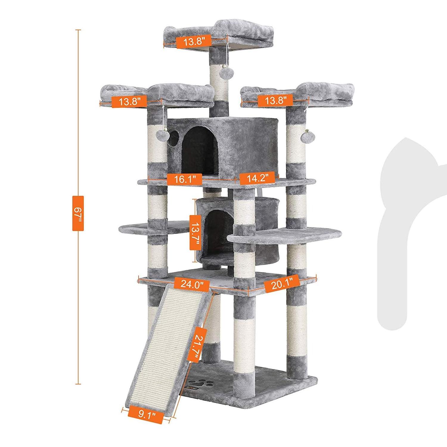 Comfortable Big Hammock Multilevel Tower Small  Scratch Cat Tree With Soft Plush