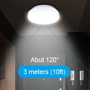 Bedroom Living Room Smart Led Ceiling Light Plastic ABS 18W Round Shape Motion Sensor Triple-proof Light 10 Nordic Lamp 