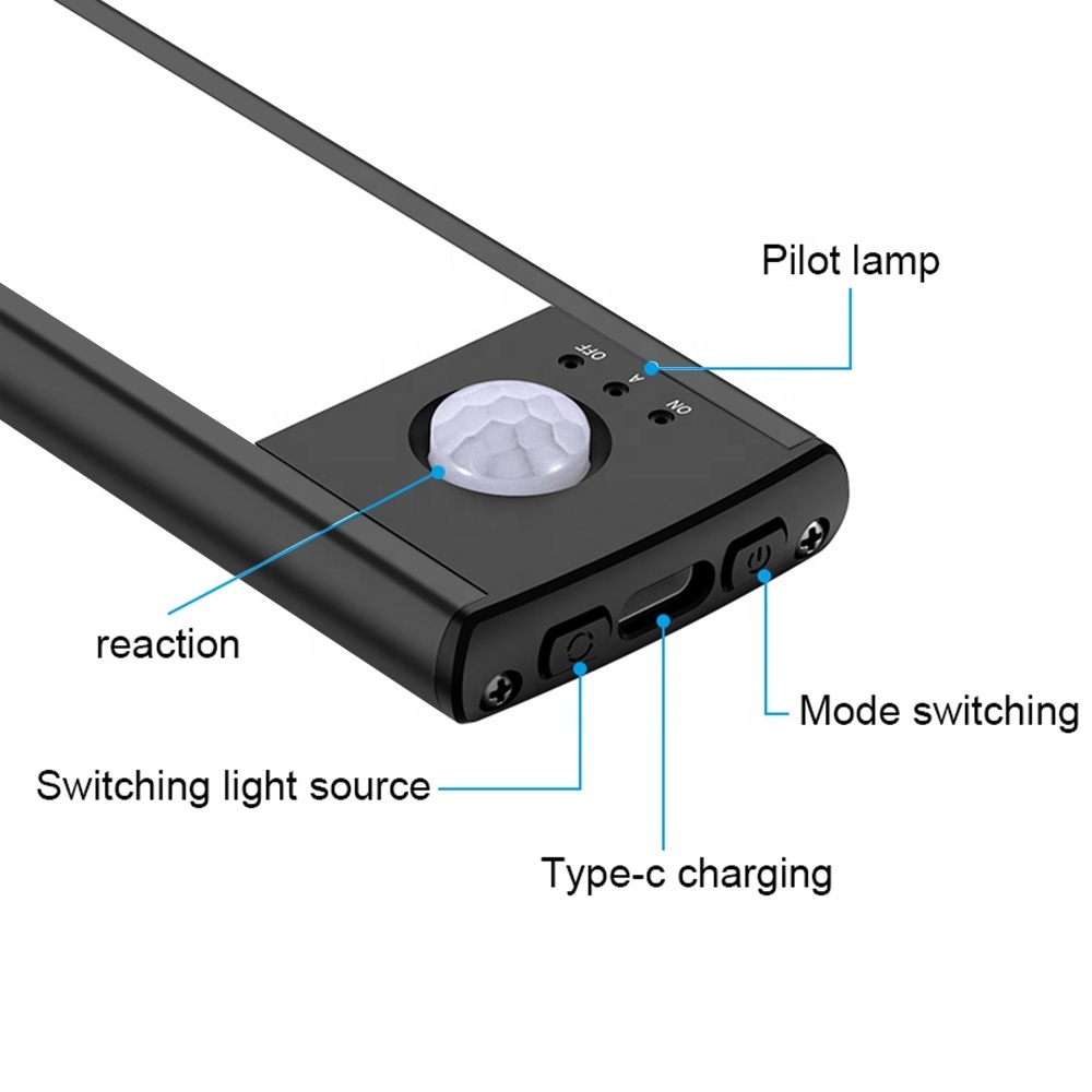  Motion Censor USB Rechargeable Closet Lighting Wireless Magnetic 3-color Dimmable 20 30 40 Led Motion Sensor  Cabinet Lights