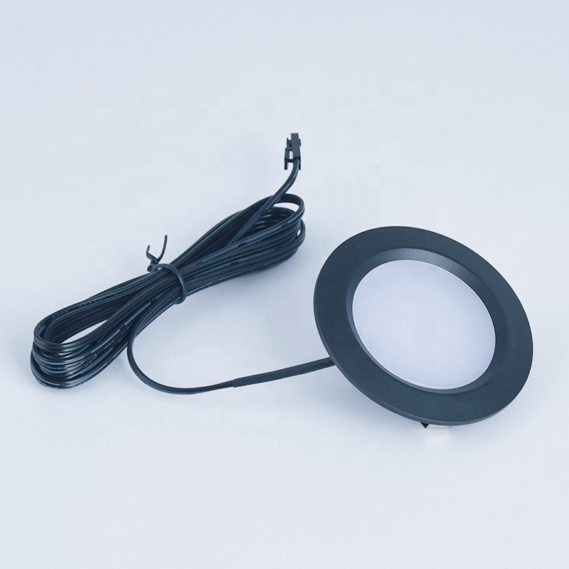 Ultra Thin Mini Puck Light for Cabinet Embedded Spot Light Under Cabinet Black Sliver LED Round Led Puck Lights Kitchen 