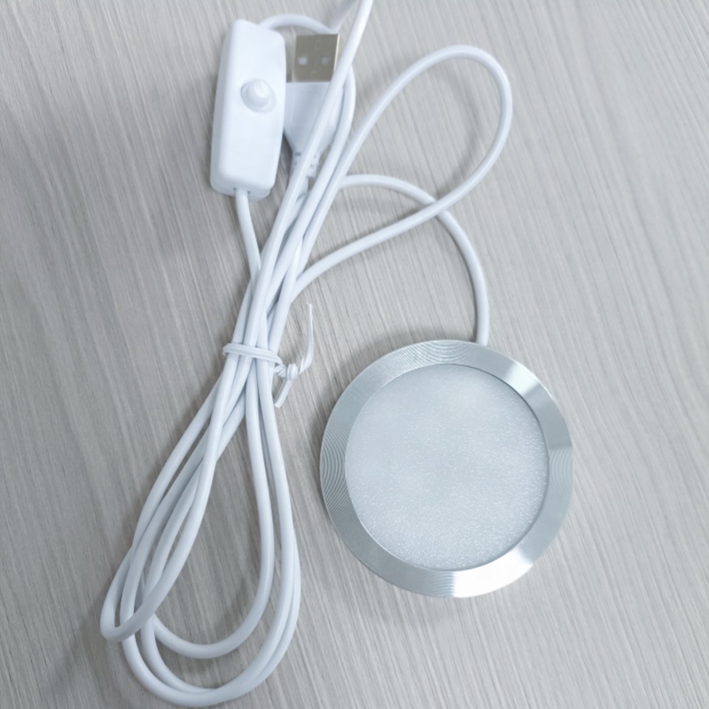 Mini Round Shape Led Puck Light 5V USB Connecting Cable Switch KitchenLed Under Cabinet Puck LightS for Closet Shelf Cabinet