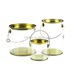 Gift & Candy packaging Clear PVC PET Plastic tube with metal tin lid and bottom