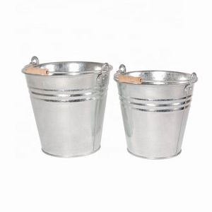 garden use rust proof and durable galvanized steel metal buckets with reinforced ribs and wooden grip 10 Litres and 13 Litres