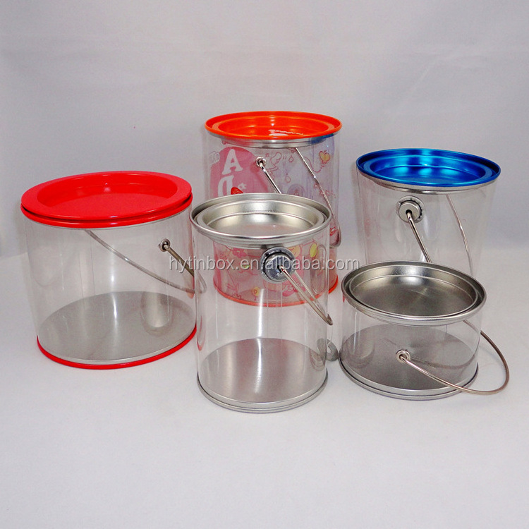 Gift & Candy packaging Clear PVC PET Plastic tube with metal tin lid and bottom