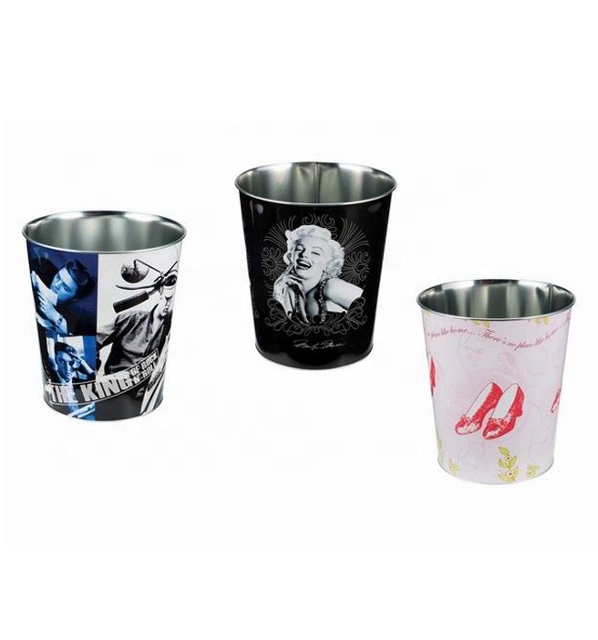 custom printing cone shape metal trash can ash bucket waste paper bins