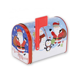 custom printing Christmas season holiday tins tin mailbox with red flag