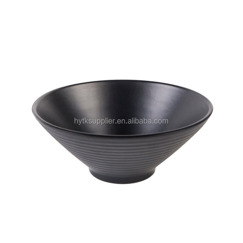 Custom logo melamine noodle bowls, restaurant black ramen bowl