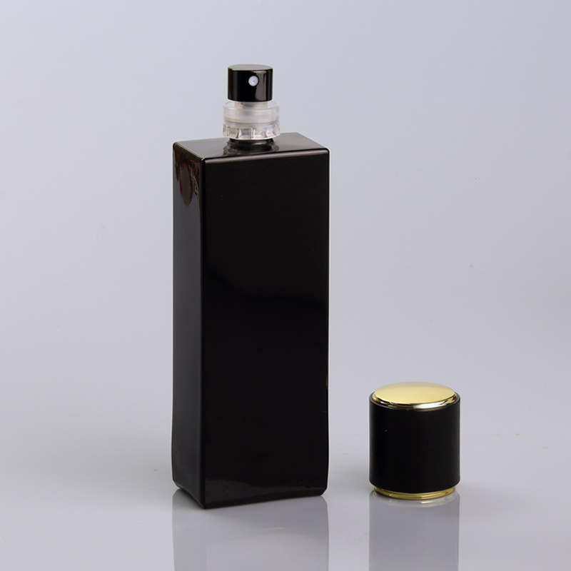 empty 50ml Nice black high quality spray glass square perfume bottle with pump