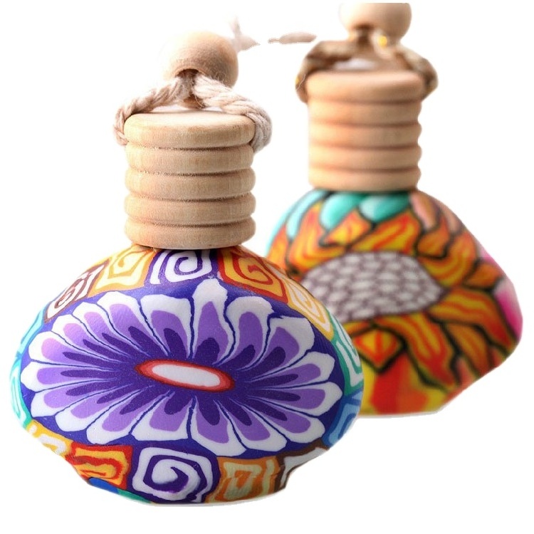 high end fancy 10ml-15ml empty aroma fragrance glass diffuser ceramic hanging air freshener car perfume bottle