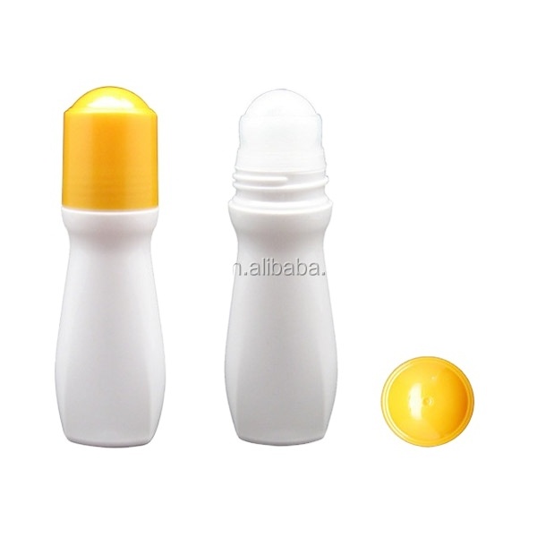 50ml empty plastic deodorant roll on bottle with plastic roller ball for packaging