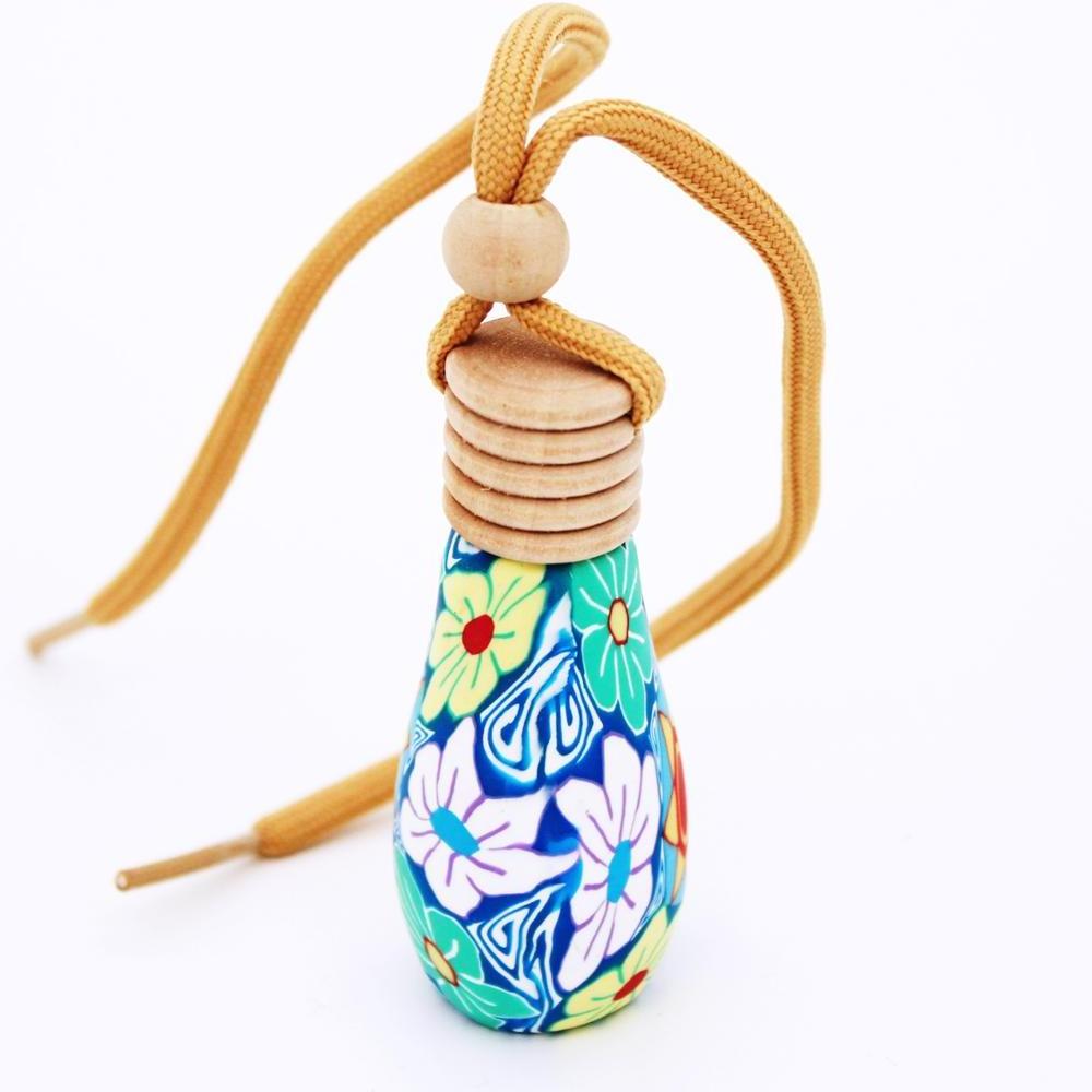 high end fancy 10ml-15ml empty aroma fragrance glass diffuser ceramic hanging air freshener car perfume bottle