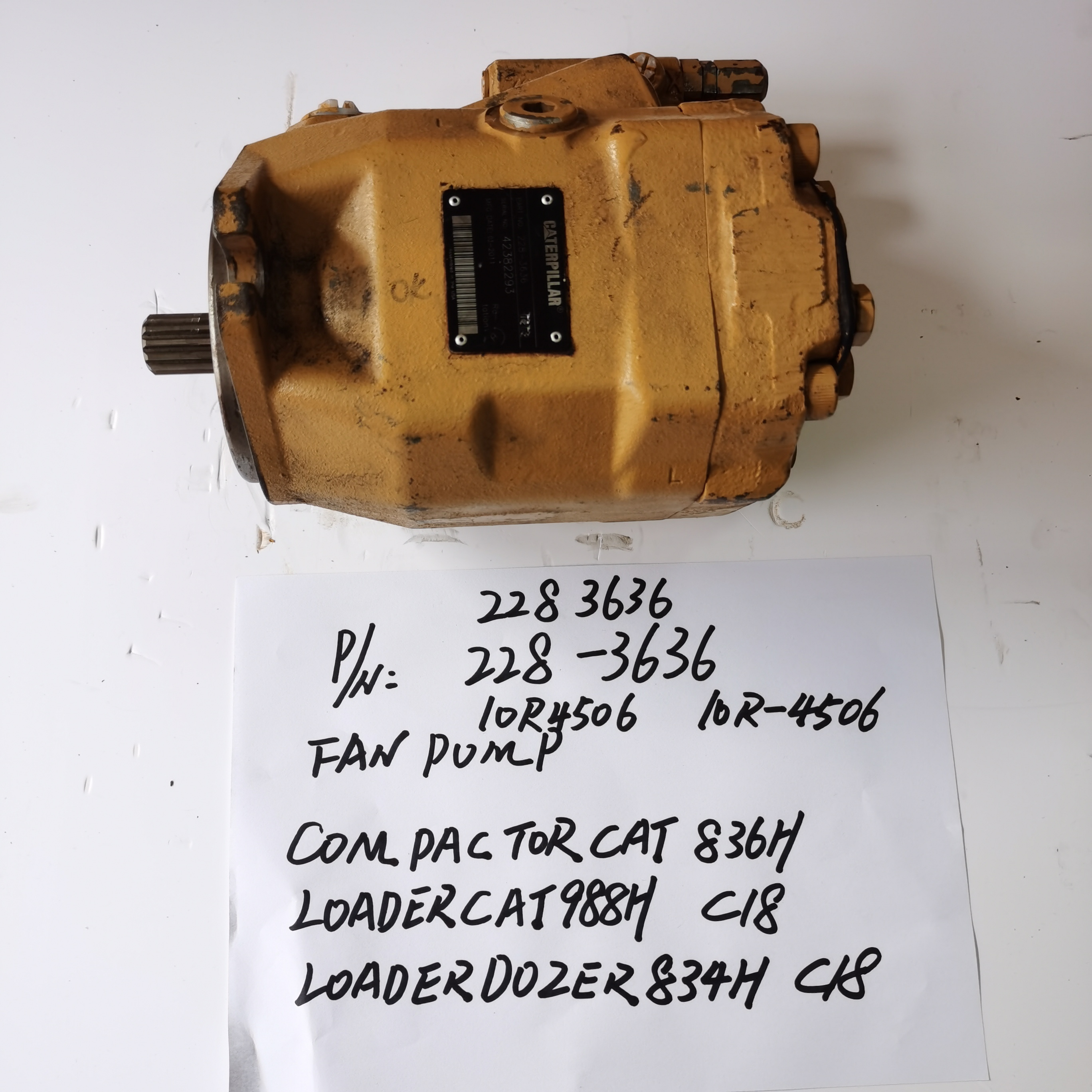 HYUNKOOK 228-3636 Hydraulic Pump 10R4506 COMPACTOR FOR CAT836H LOADER CAT988H C18 LOADER DOZER 834H