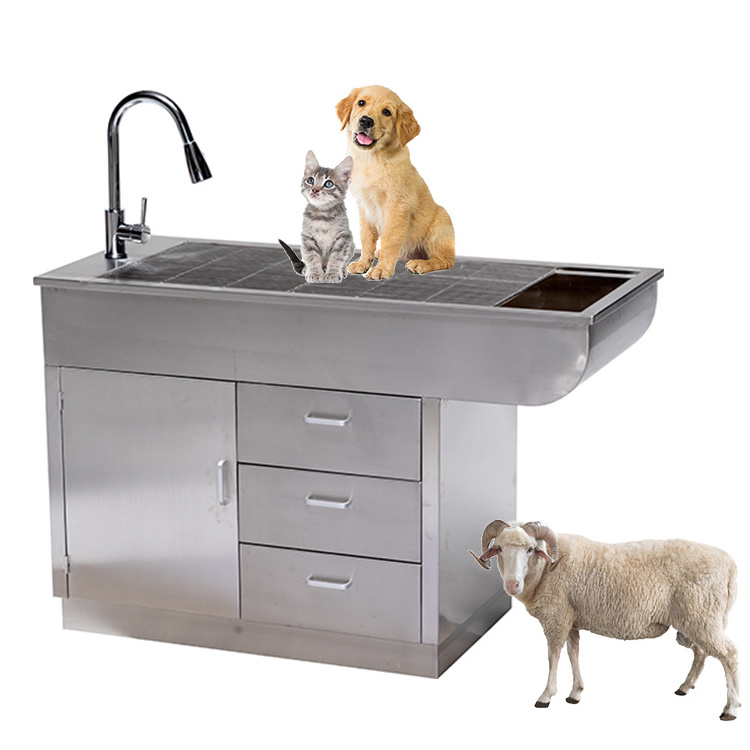 VSK1CZT Stainless Steel Washing Tank Veterinary Table Bath Tube Dog Spa Tub Pet Surgery Table