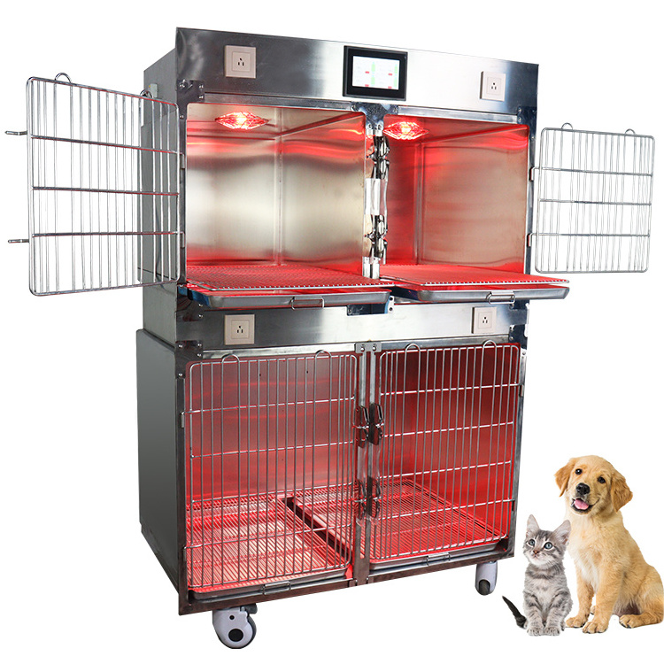 VSS004VC 4 Rooms Cat Dog Hospital Animal Care Infrared Therapy Cage for Veterinary