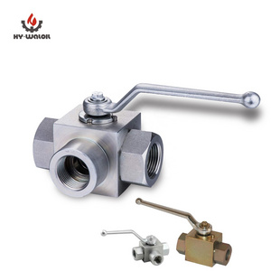 Hy-waloil 1/4" 3/8" 1/2" 3/4" 1" NPT Female 3 Way L-Bore High Pressure Steel Hydraulic Ball Valve