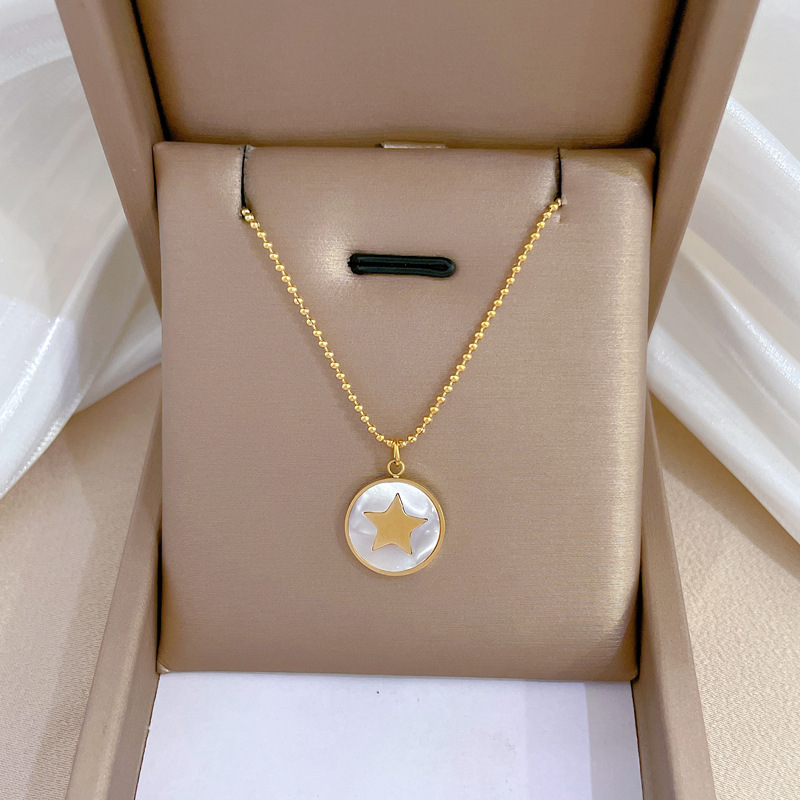 Wholesale Love Pendant Necklace Stainless steel Hollow Star Moon Women Gold Necklace Simple Butterfly Pearl Jewelry Accessories