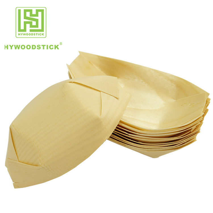 Eco-Friendly Wooden Bamboo Disposable Small Wedding Display Food Tray Set For Dessert Compostable