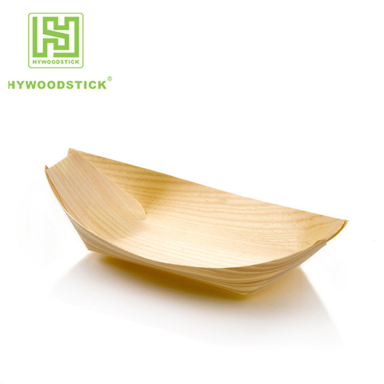 Eco-Friendly Wooden Bamboo Disposable Small Wedding Display Food Tray Set For Dessert Compostable