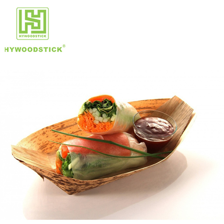 Eco-Friendly Wooden Bamboo Disposable Small Wedding Display Food Tray Set For Dessert Compostable