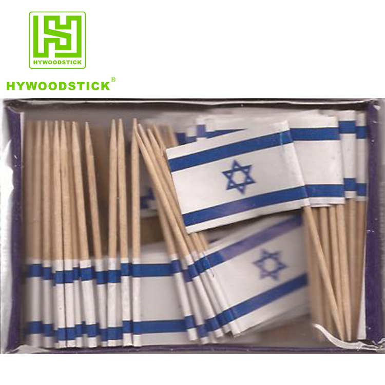 hot selling paper waxing wooden Israel Toothpick Flags with High quality for noodle