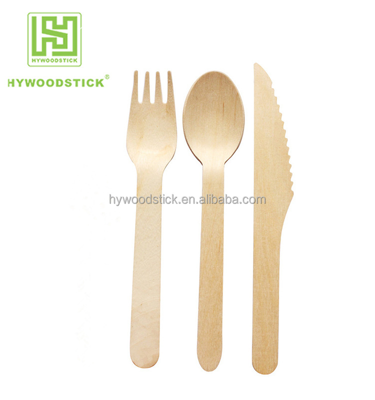 140mm 160mm printed/hot stamped Beech wooden spoon disposable folding spoon and fork bio