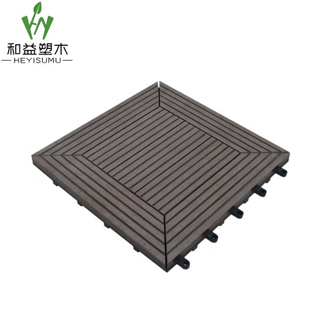 Cheap wood plastic composite tile fireproof wpc diy decking tile 300x300mm