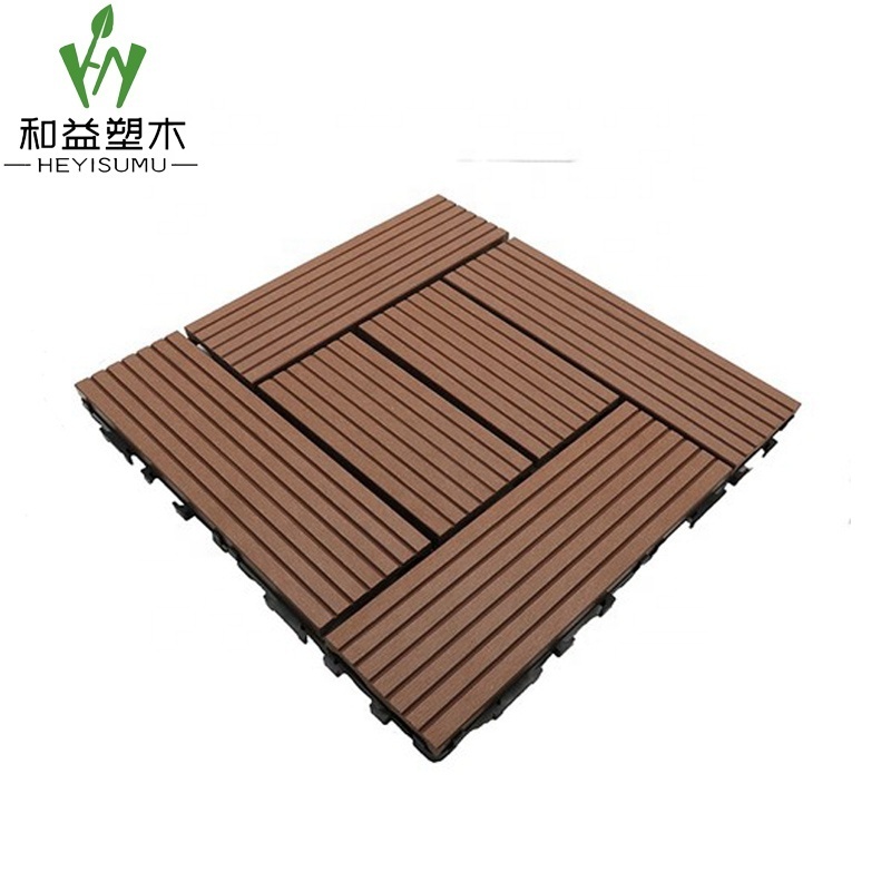 30x30cm non-slip Wpc Deck Interlocking Wood Floor Boards Tiles Waterproof deck and patio wood tile